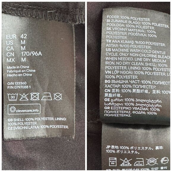 H&M Divided Red Fuchsia Pink Black Floral Faux Wrap Long Sleeve Dress Size M - Picture 8 of 10